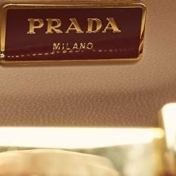 Prada Red Patent Leather Pyramid Frame Satchel