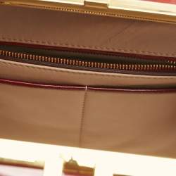Prada Red Patent Leather Pyramid Frame Satchel