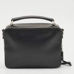 Prada Black Saffiano Leather Medium Brique Shoulder Bag