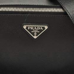 Prada Black Saffiano Leather Medium Brique Shoulder Bag