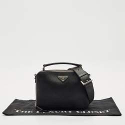 Prada Black Saffiano Leather Medium Brique Shoulder Bag