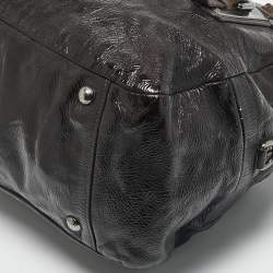 Prada Ombre Brown Crackled Patent Leather Bauletto Bag