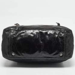Prada Ombre Brown Crackled Patent Leather Bauletto Bag