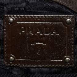 Prada Ombre Brown Crackled Patent Leather Bauletto Bag