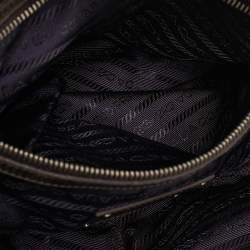 Prada Ombre Brown Crackled Patent Leather Bauletto Bag