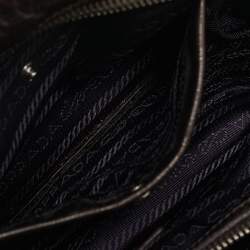 Prada Ombre Brown Crackled Patent Leather Bauletto Bag