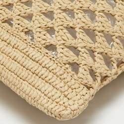 Prada Natural Raffia Small Logo Tote