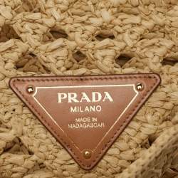 Prada Natural Raffia Small Logo Tote