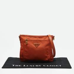 Prada Orange Nylon Front Pocket Messenger Bag
