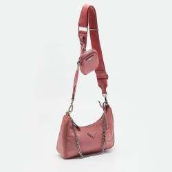 Prada Pink Nylon and Saffiano Leather Re-Edition 2005 Shoulder Bag