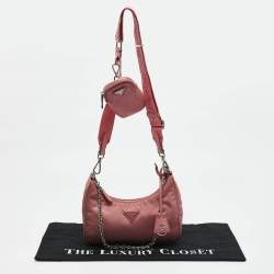 Prada Pink Nylon and Saffiano Leather Re-Edition 2005 Shoulder Bag