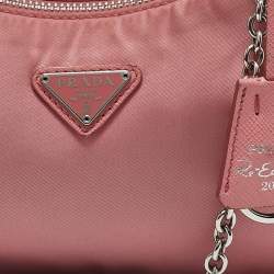Prada Pink Nylon and Saffiano Leather Re-Edition 2005 Shoulder Bag