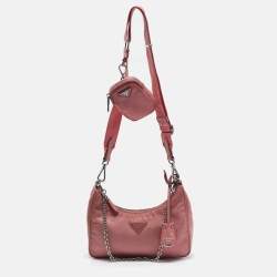 Prada Pink Nylon and Saffiano Leather Re-Edition 2005 Shoulder Bag