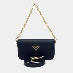 Prada Black Leather Saffiano Crossbody Bag