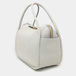 Prada White Leather Darling Tote and Shoulder Bag