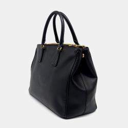 Pre Owned Prada Black Leather Saffiano Lux Tote and Shoulder Bag