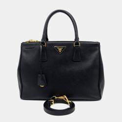 Pre Owned Prada Black Leather Saffiano Lux Tote and Shoulder Bag