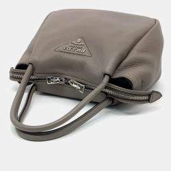 Prada Grey Leather Dino tote and shoulder bag