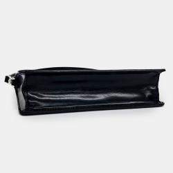 Prada Black Patent Leather brushed leather mini pouch bag