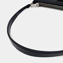 Prada Black Patent Leather brushed leather mini pouch bag