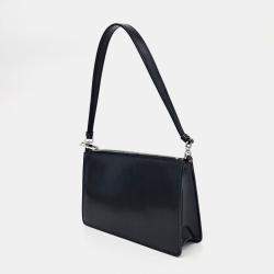 Prada Black Patent Leather brushed leather mini pouch bag