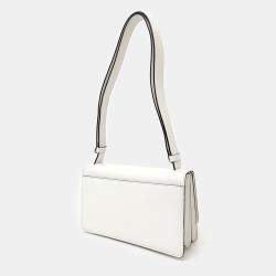 Prada White Leather Brushed Shoulder Bag