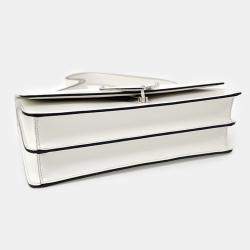 Prada White Leather Brushed Shoulder Bag