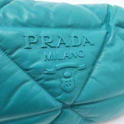 Prada Blue Leather Nappa Soft Padded Shoulder Bag