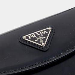 Prada Black Leather Cleo Brushed Mini Shoulder Bag
