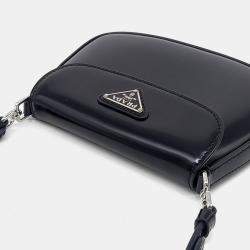 Prada Black Leather Cleo Brushed Mini Shoulder Bag