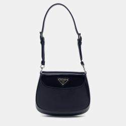 Prada Black Leather Cleo Brushed Mini Shoulder Bag
