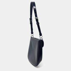 Prada Black Leather Cleo Brushed Mini Shoulder Bag