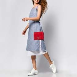 Prada Red Velvet Diagramme Flap Shoulder Bag