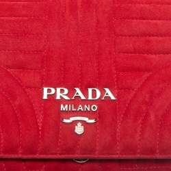 Prada Red Velvet Diagramme Flap Shoulder Bag