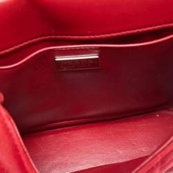 Prada Red Velvet Diagramme Flap Shoulder Bag