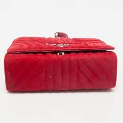 Prada Red Velvet Diagramme Flap Shoulder Bag