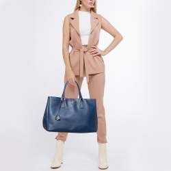 Prada Blue Saffiano Lux Leather Large Gardener's Tote