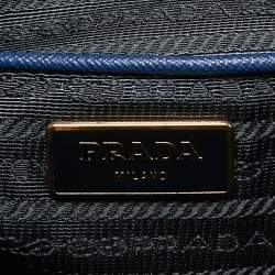 Prada Blue Saffiano Lux Leather Large Gardener's Tote