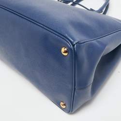 Prada Blue Saffiano Lux Leather Large Gardener's Tote