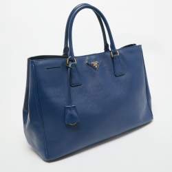 Prada Blue Saffiano Lux Leather Large Gardener's Tote