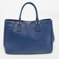 Prada Blue Saffiano Lux Leather Large Gardener's Tote