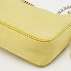 Prada Yellow Nylon and Saffiano Leather Re-Edition 2005 Shoulder Bag