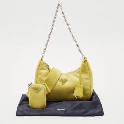 Prada Yellow Nylon and Saffiano Leather Re-Edition 2005 Shoulder Bag