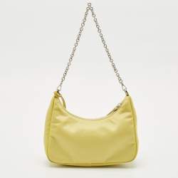 Prada Yellow Nylon and Saffiano Leather Re-Edition 2005 Shoulder Bag