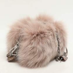 Prada Blush Pink Fox Fur and Python Leather Crossbody Bag