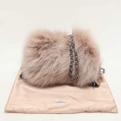 Prada Blush Pink Fox Fur and Python Leather Crossbody Bag