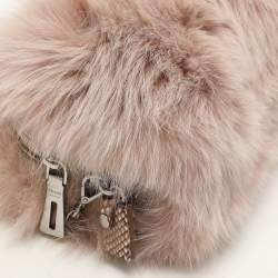 Prada Blush Pink Fox Fur and Python Leather Crossbody Bag