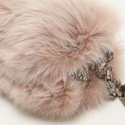 Prada Blush Pink Fox Fur and Python Leather Crossbody Bag