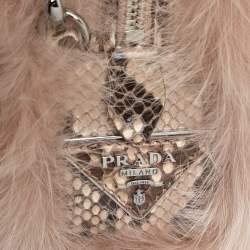 Prada Blush Pink Fox Fur and Python Leather Crossbody Bag