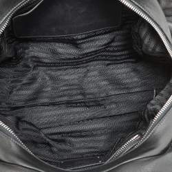 Prada Black Leather Ruffle Bauletto Satchel